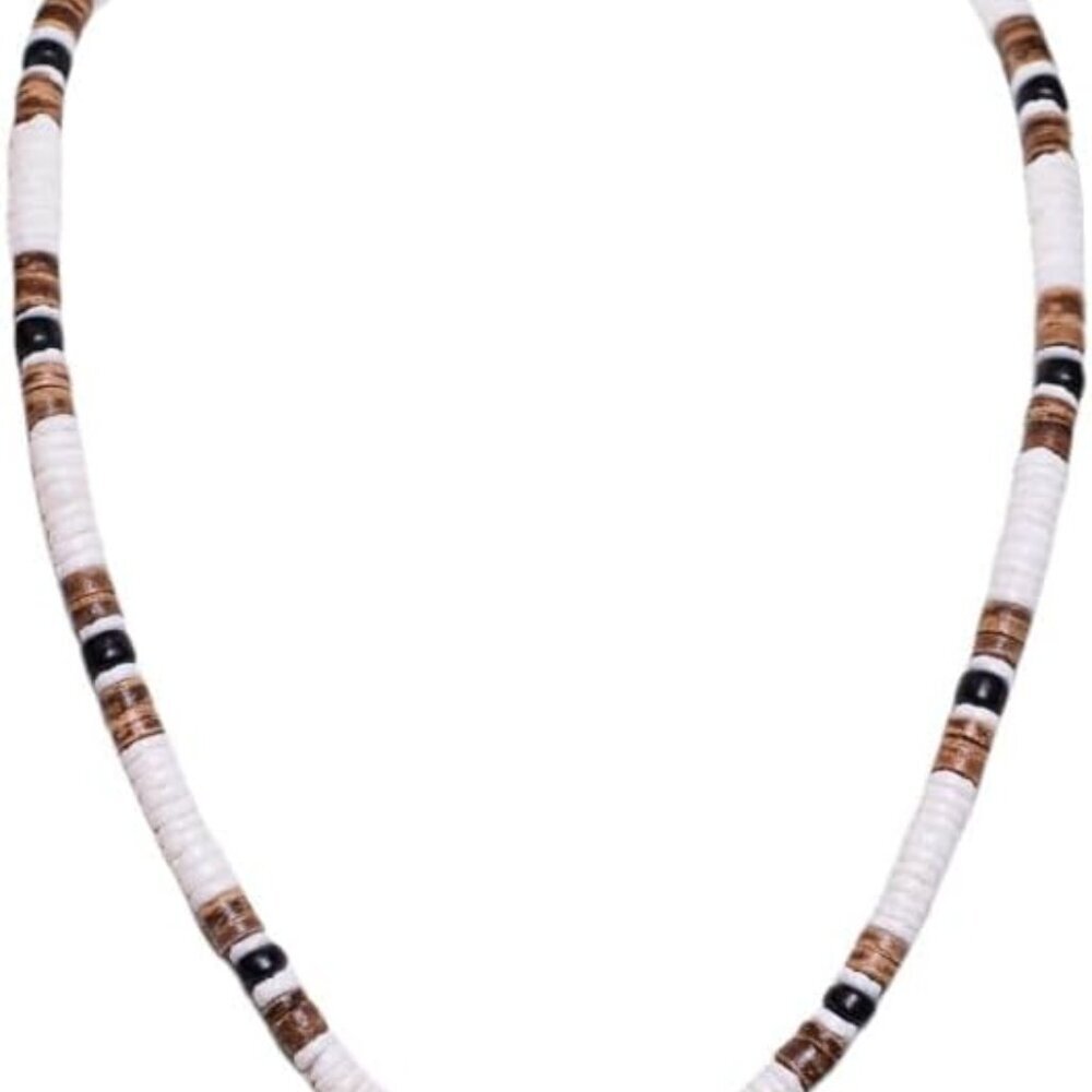 Puka & Coconut Shell Beads Necklace 18"